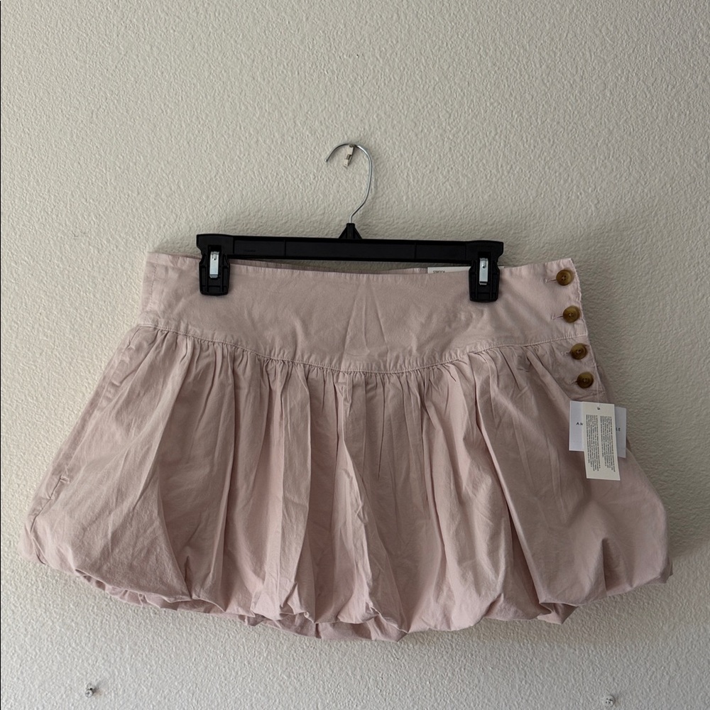American Eagle Pink Bubble Skirt with Button Detail
